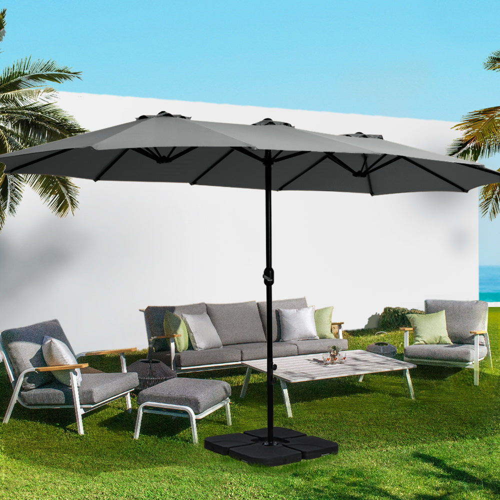 Marlook 4.57m Outdoor Umbrella Beach Pole Garden Tilt Charcoal