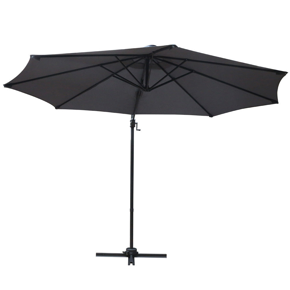 Marlook 3m Outdoor Umbrella Cantilever 360 Degree Tilt Beach Roma Charcoal