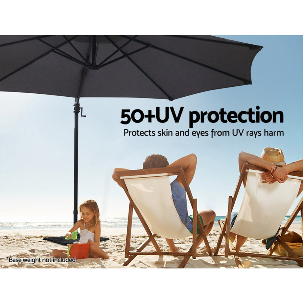 Marlook 3m Outdoor Umbrella Cantilever 360 Degree Tilt Beach Roma Charcoal