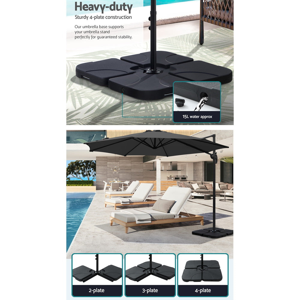 Marlook 3m Outdoor Umbrella w/Base Cantilever Beach Roma 360 Degree Tilt Charcoal