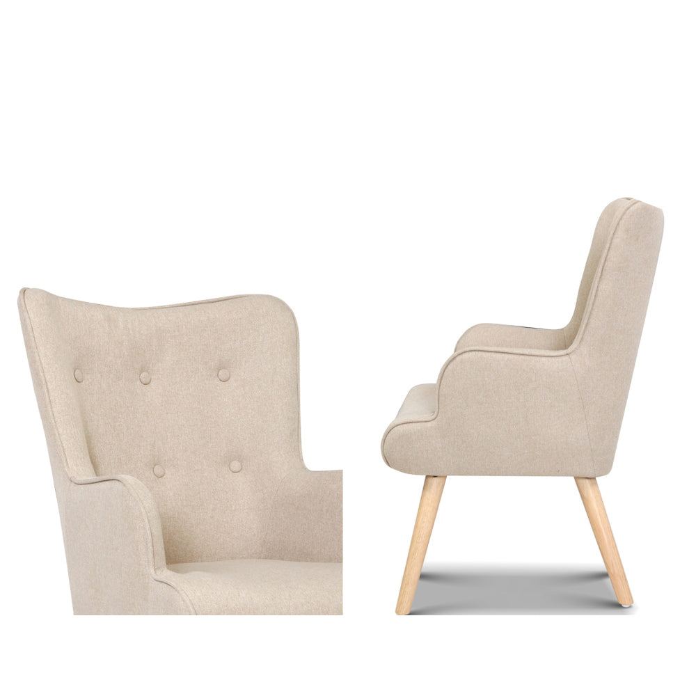 Marlook Armchair Set with Ottoman Beige Lansar