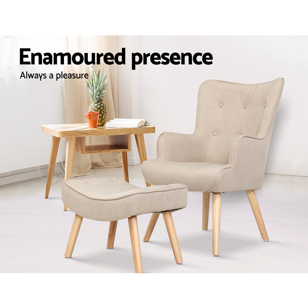 Marlook Armchair Set with Ottoman Beige Lansar