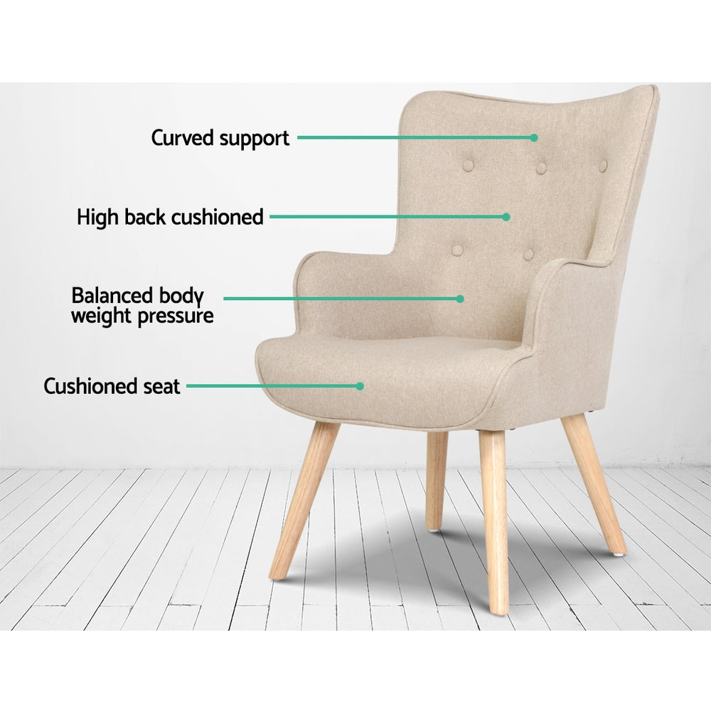 Marlook Armchair Set with Ottoman Beige Lansar