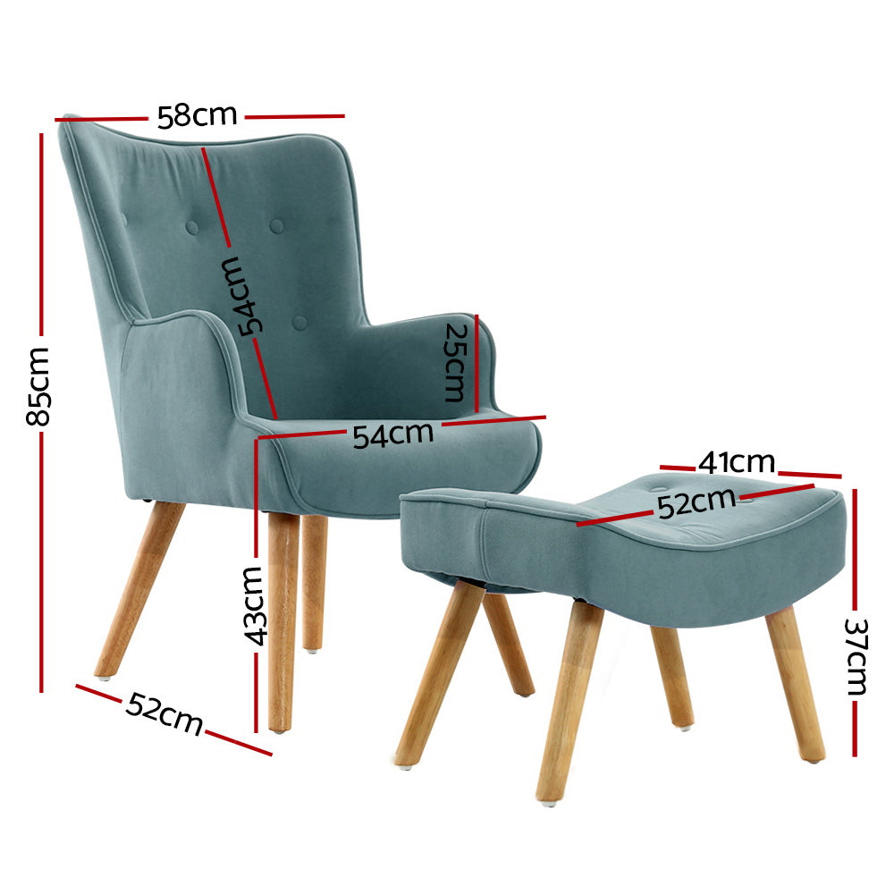 Marlook Armchair Set with Ottoman Blue Lansar