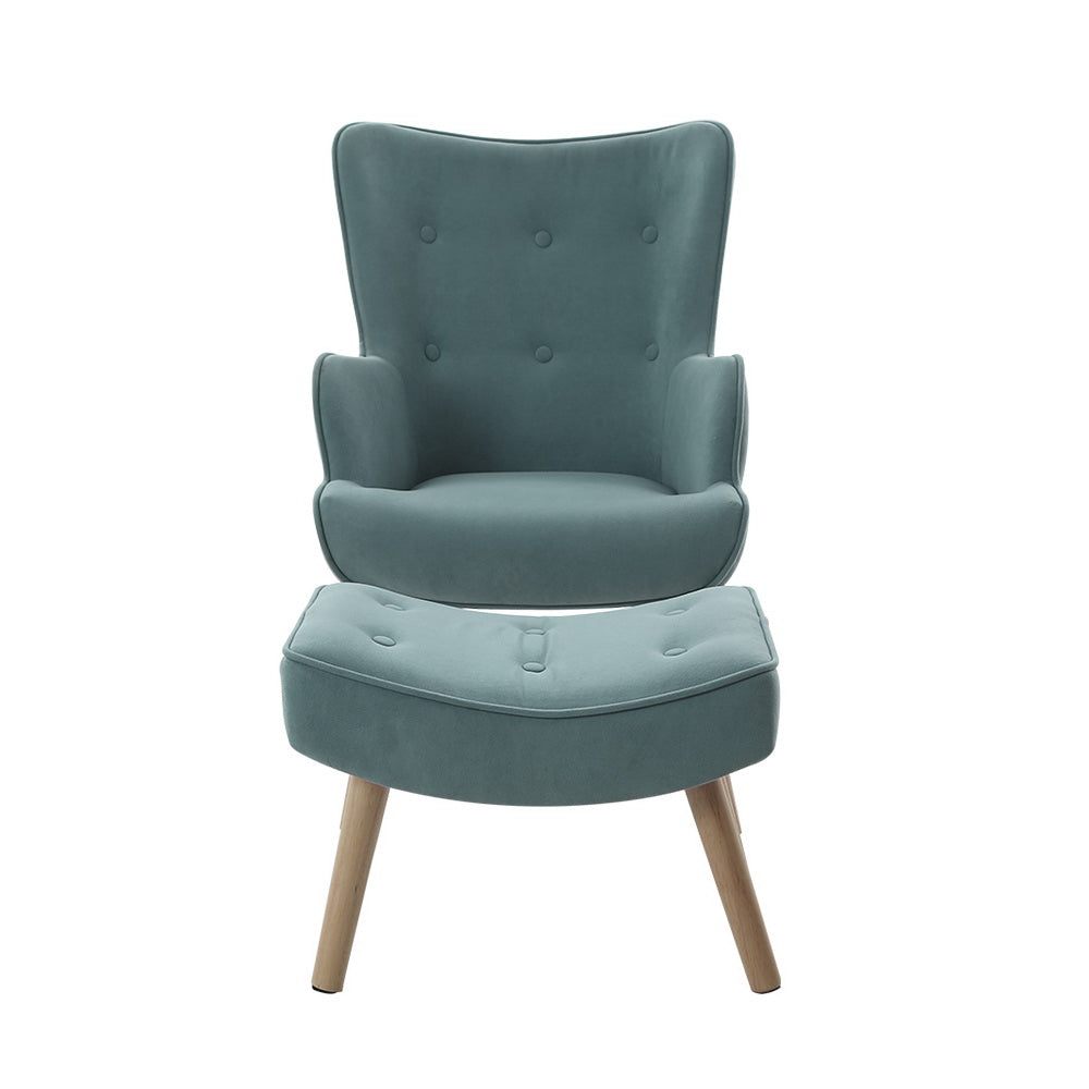 Marlook Armchair Set with Ottoman Blue Lansar