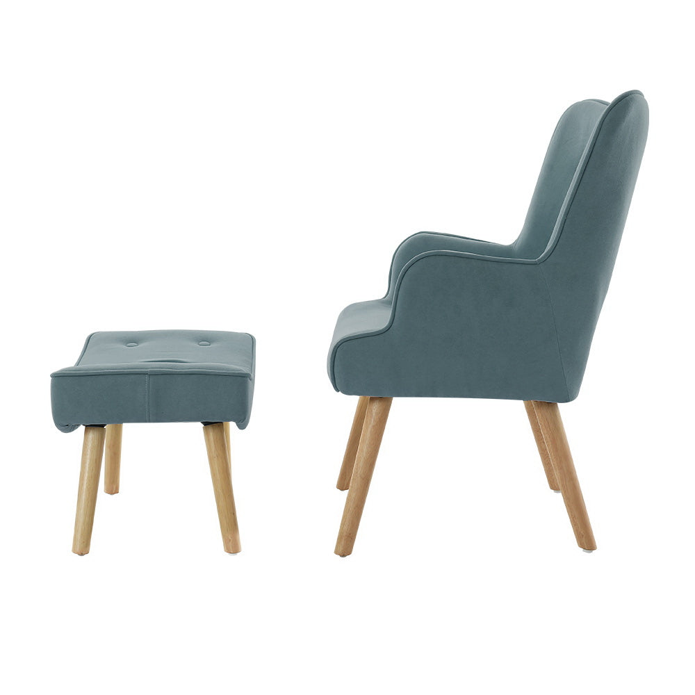 Marlook Armchair Set with Ottoman Blue Lansar