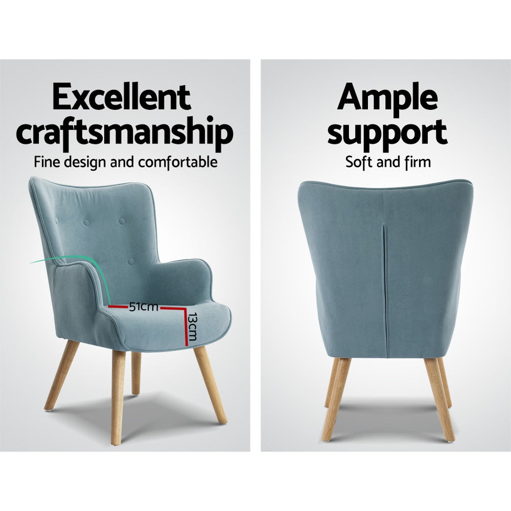 Marlook Armchair Set with Ottoman Blue Lansar