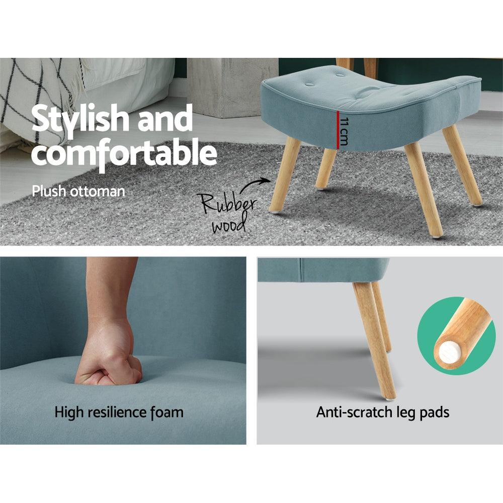 Marlook Armchair Set with Ottoman Blue Lansar