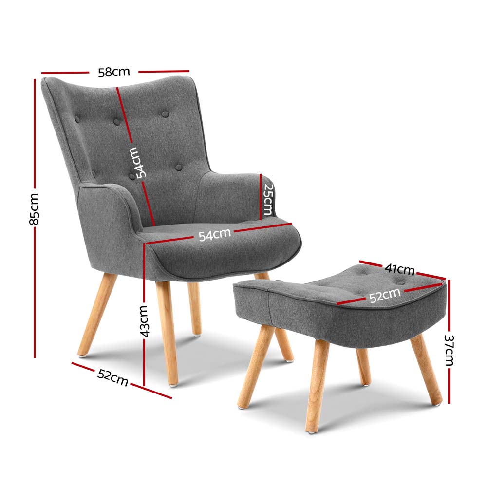 Marlook Armchair Set with Ottoman Grey Lansar