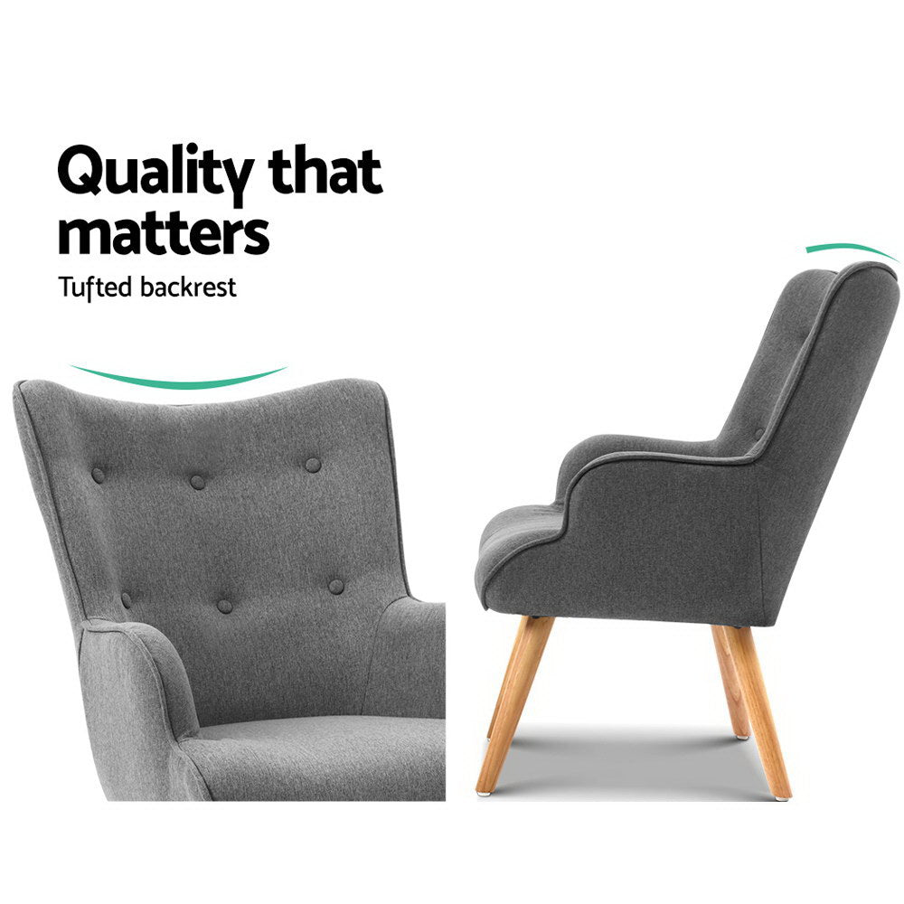 Marlook Armchair Set with Ottoman Grey Lansar