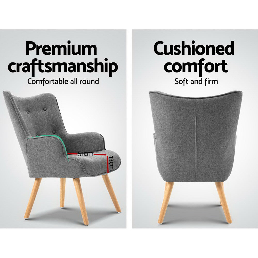 Marlook Armchair Set with Ottoman Grey Lansar