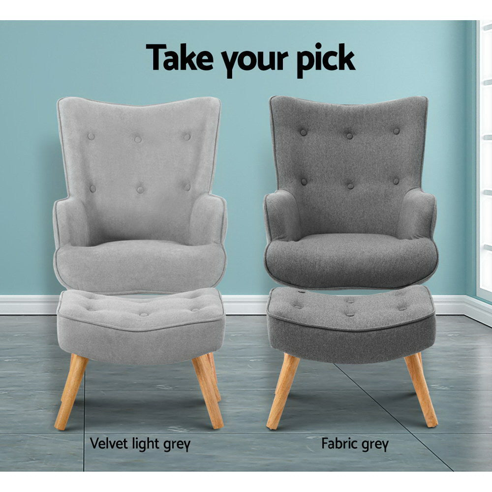 Marlook Armchair Set with Ottoman Grey Lansar