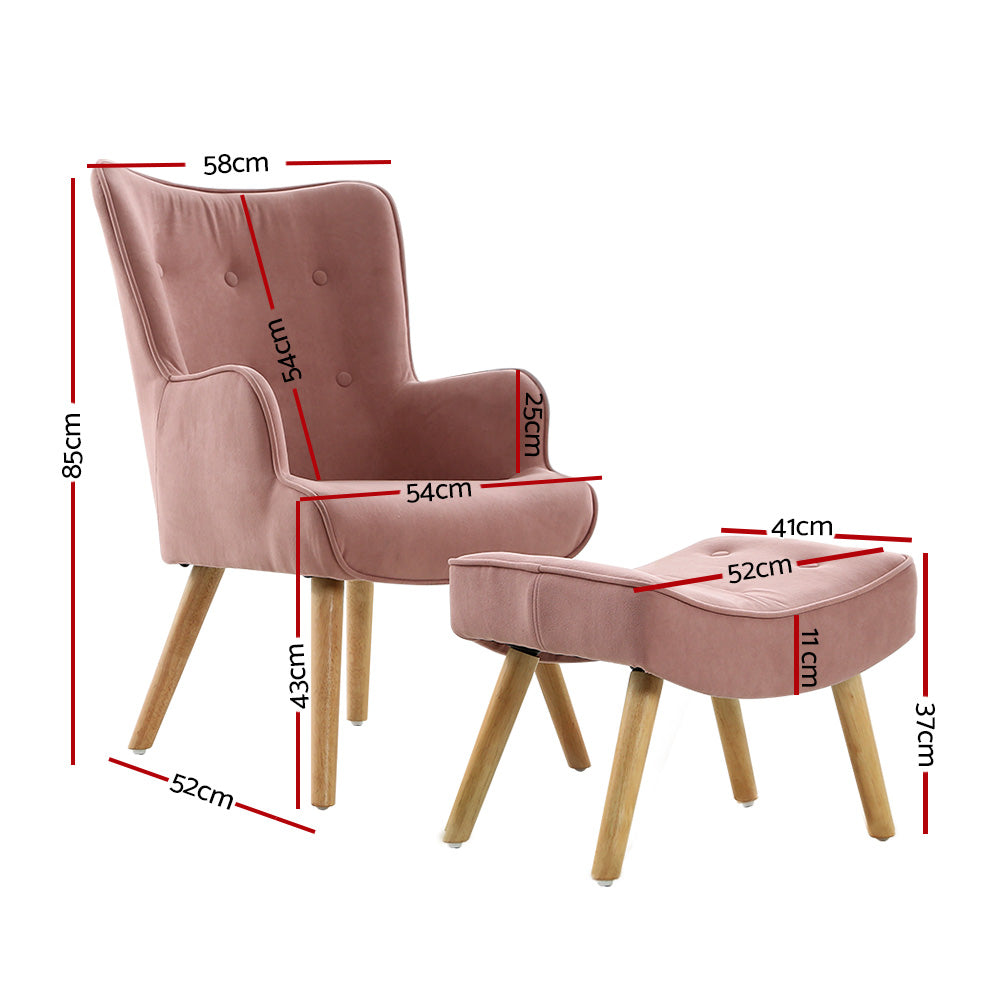 Marlook Armchair Set with Ottoman Pink Lansar