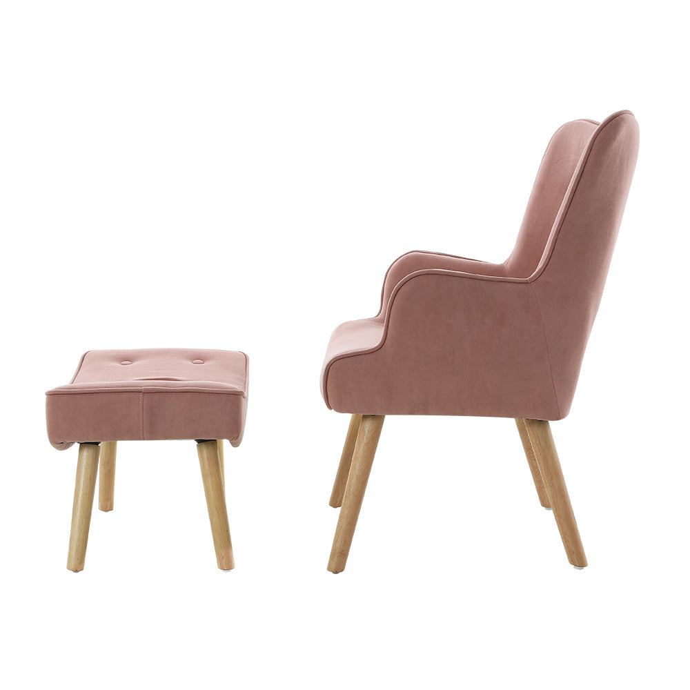 Marlook Armchair Set with Ottoman Pink Lansar