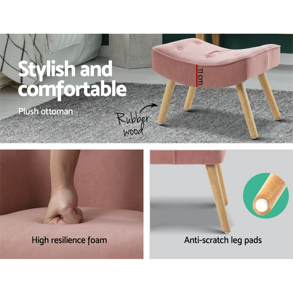 Marlook Armchair Set with Ottoman Pink Lansar