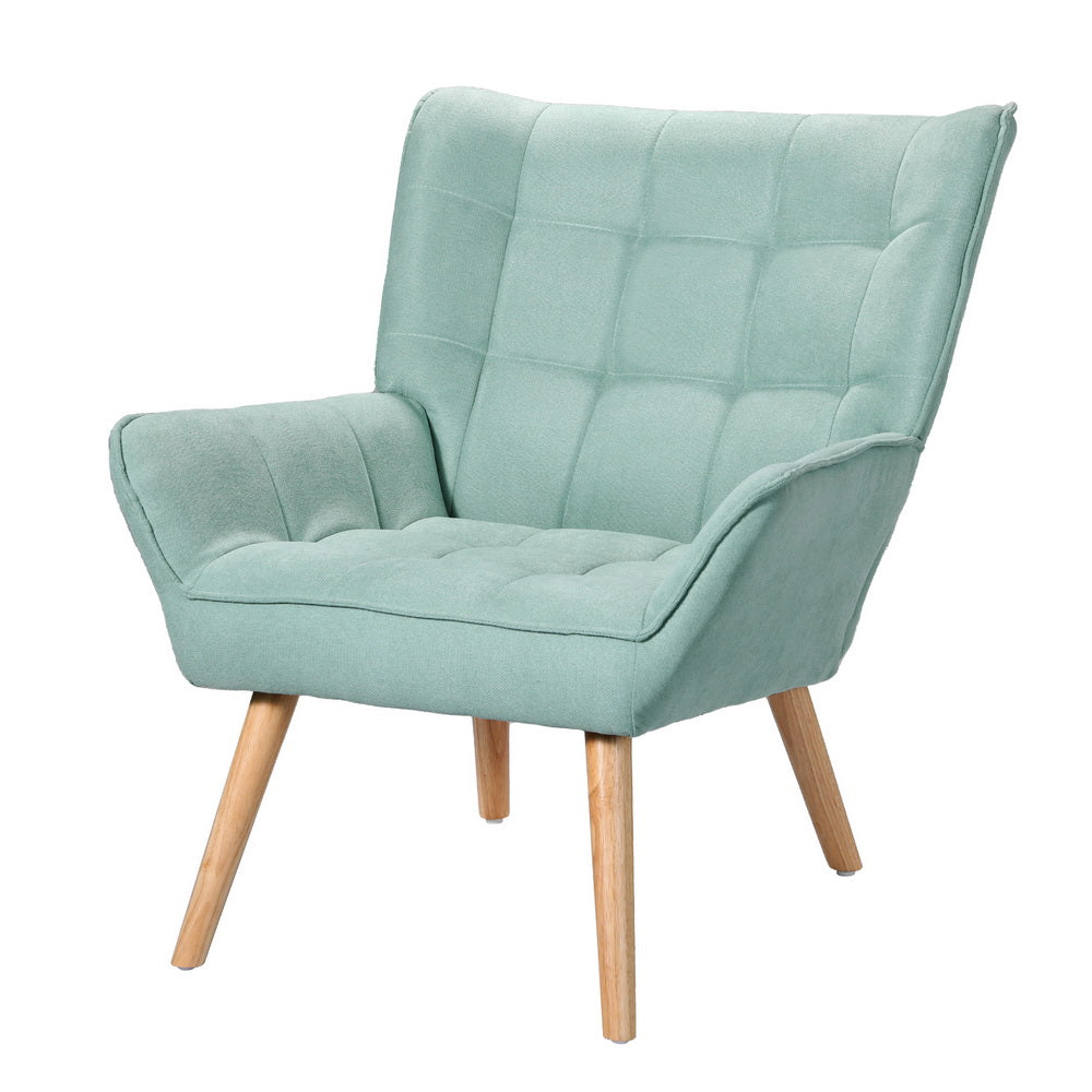 Marlook Armchair Lounge Chair Accent Chairs Sofa Linen Fabric Cushion Seat Blue