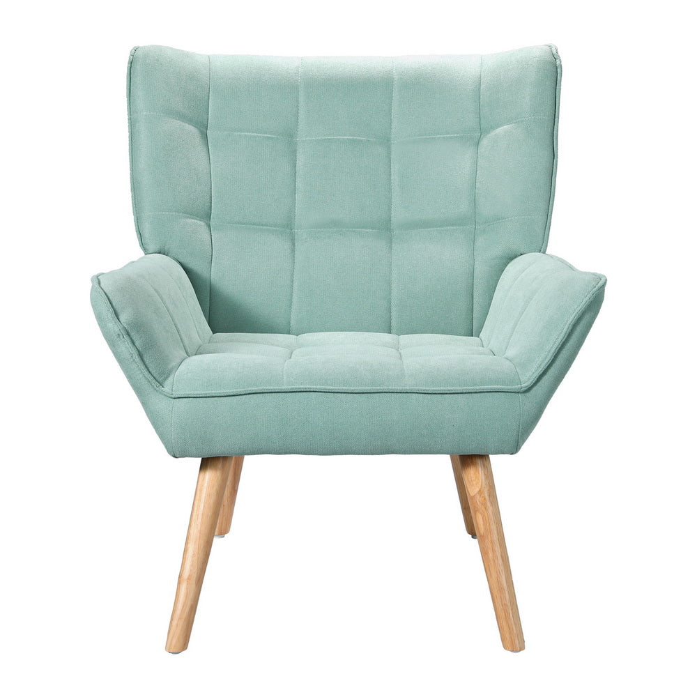 Marlook Armchair Lounge Chair Accent Chairs Sofa Linen Fabric Cushion Seat Blue