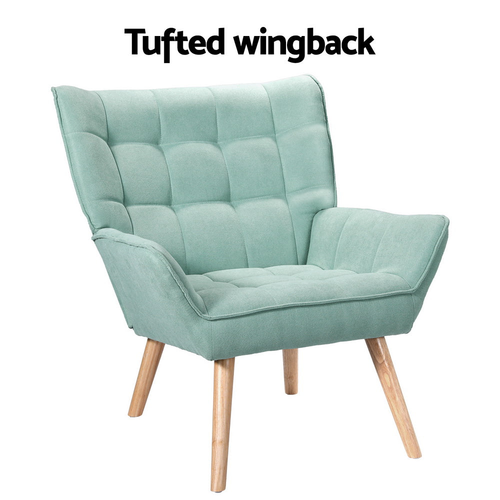 Marlook Armchair Lounge Chair Accent Chairs Sofa Linen Fabric Cushion Seat Blue