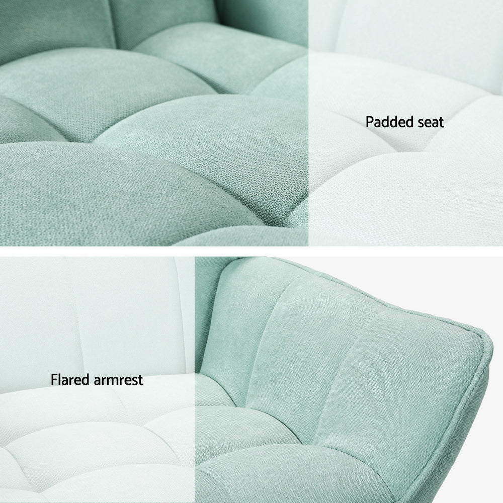 Marlook Armchair Lounge Chair Accent Chairs Sofa Linen Fabric Cushion Seat Blue