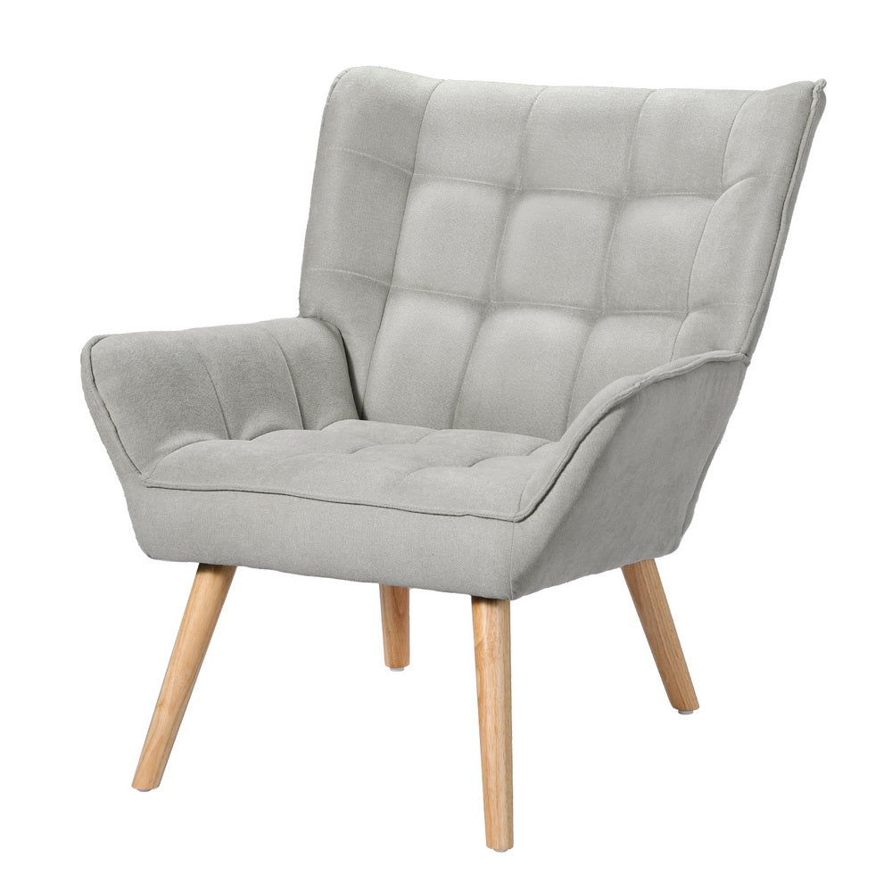 Marlook Armchair Lounge Chair Accent Chairs Sofa Linen Fabric Cushion Seat Grey