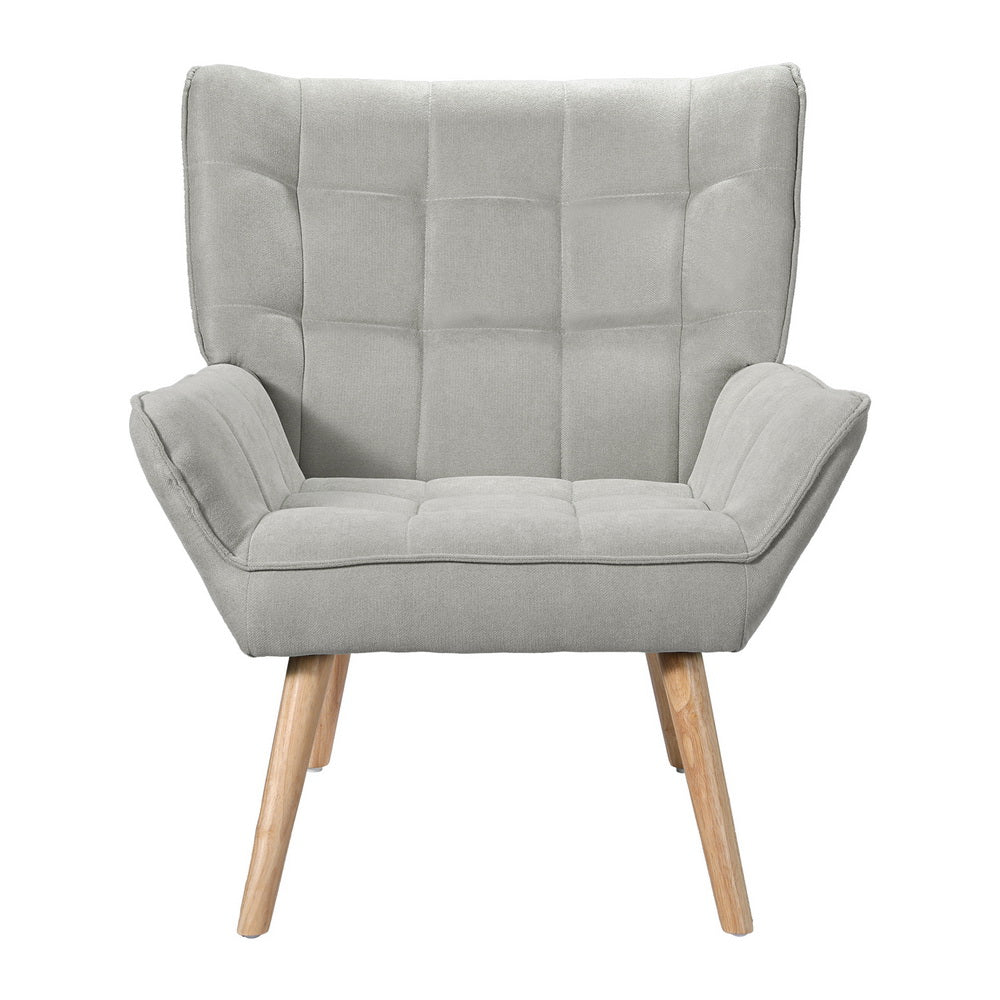 Marlook Armchair Lounge Chair Accent Chairs Sofa Linen Fabric Cushion Seat Grey