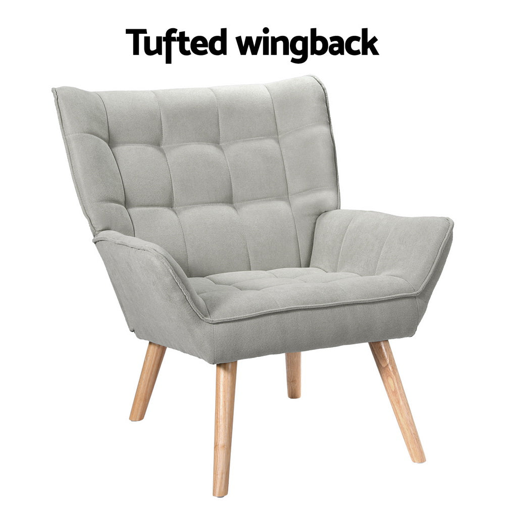 Marlook Armchair Lounge Chair Accent Chairs Sofa Linen Fabric Cushion Seat Grey