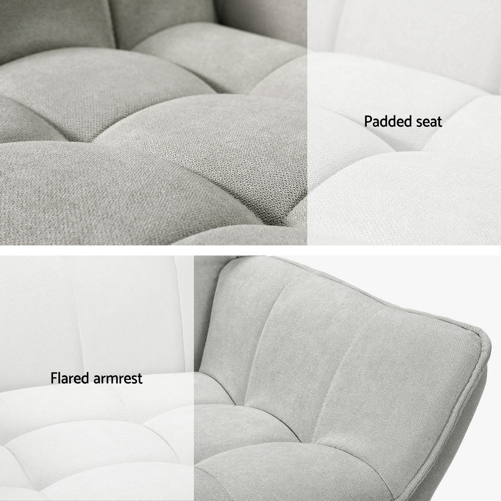 Marlook Armchair Lounge Chair Accent Chairs Sofa Linen Fabric Cushion Seat Grey