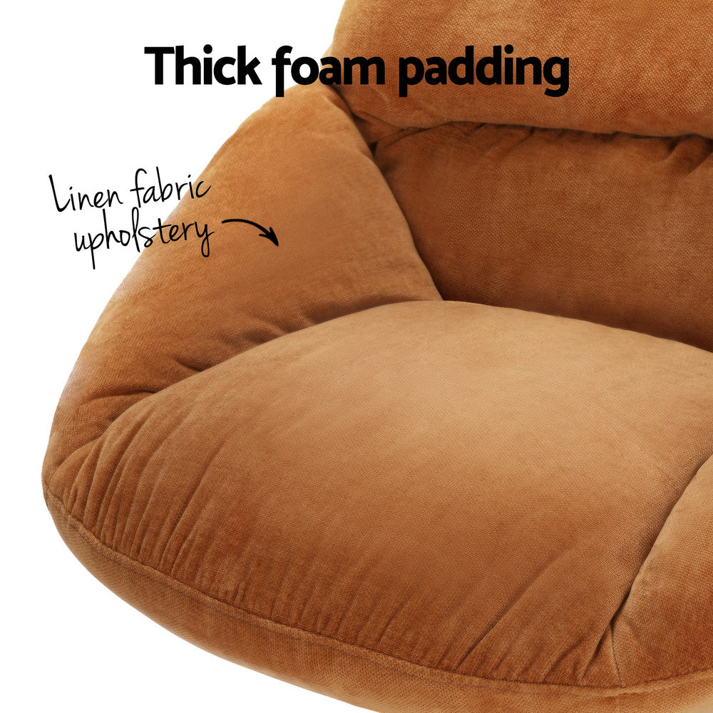 Marlook Armchair Set with Ottoman Linen Fabric Orange Yaro