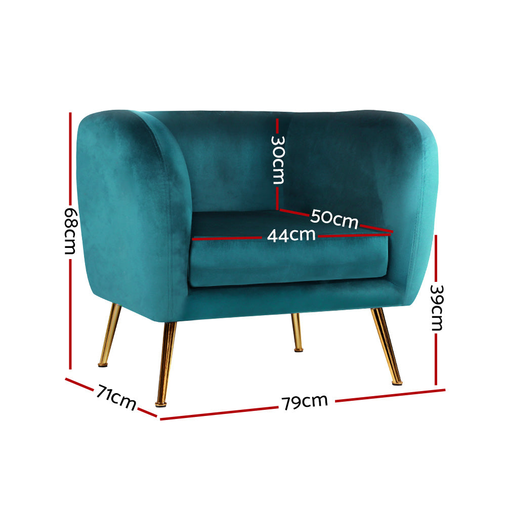 Marlook Armchair Lounge Sofa Arm Chair Accent Chairs Armchairs Couch Velvet Green