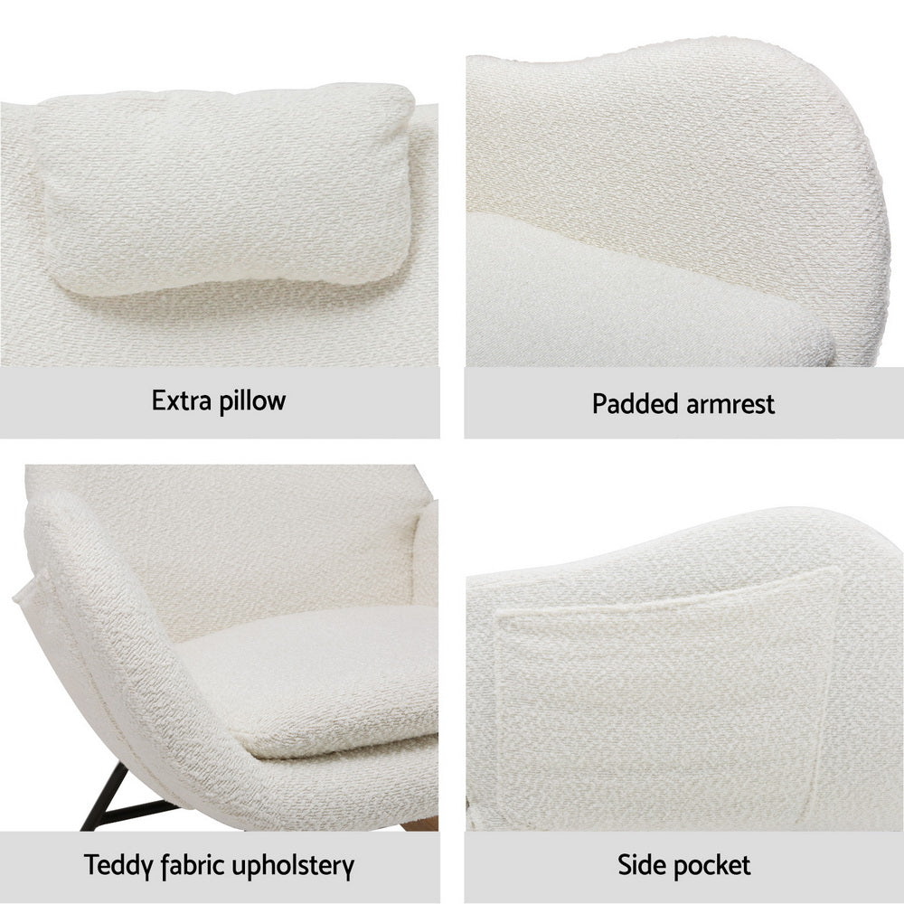 Marlook Rocking Chair Armchair Pillow Boucle White