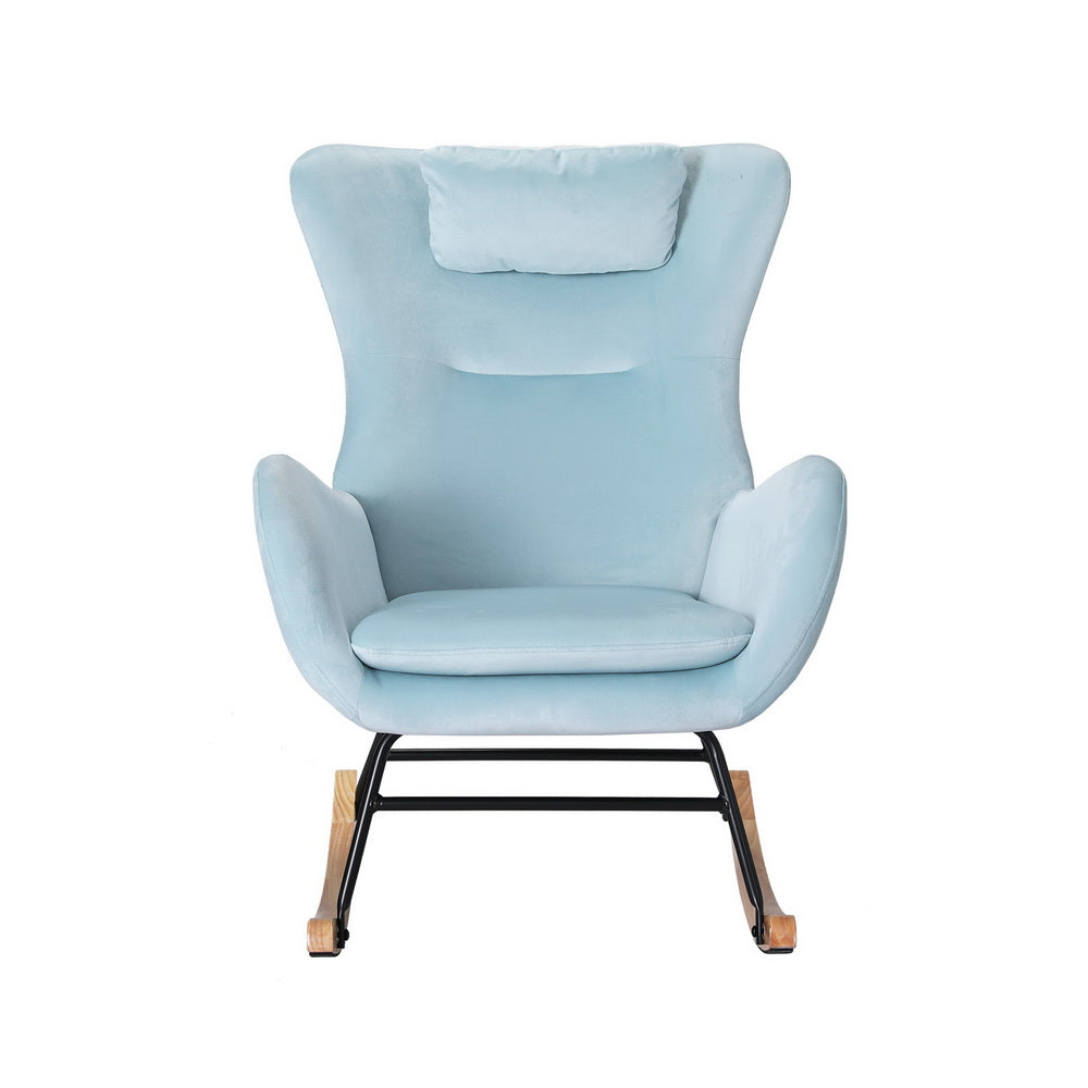 Marlook Rocking Chair Velvet Armchair Feeding Chair Blue