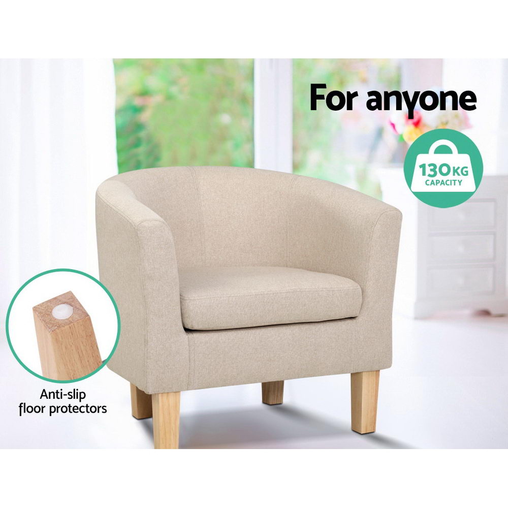 Marlook Armchair Lounge Chair Tub Accent Armchairs Fabric Sofa Chairs Beige