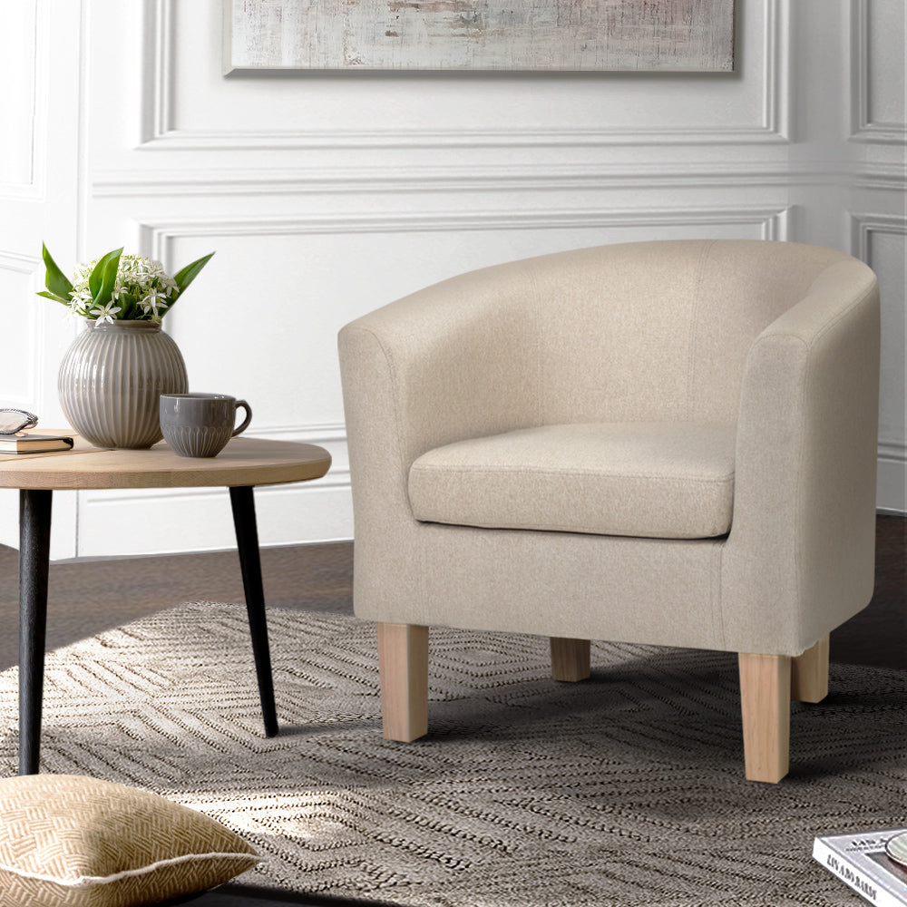 Marlook Armchair Lounge Chair Tub Accent Armchairs Fabric Sofa Chairs Beige