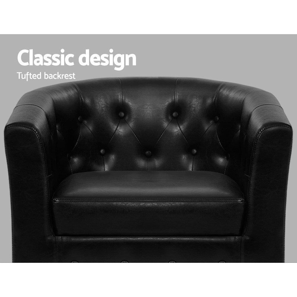 Marlook Armchair Set with Ottoman Black Ava