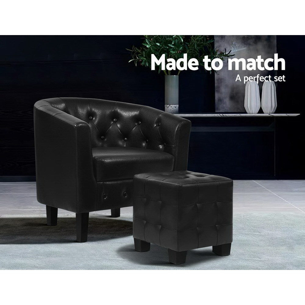 Marlook Armchair Set with Ottoman Black Ava