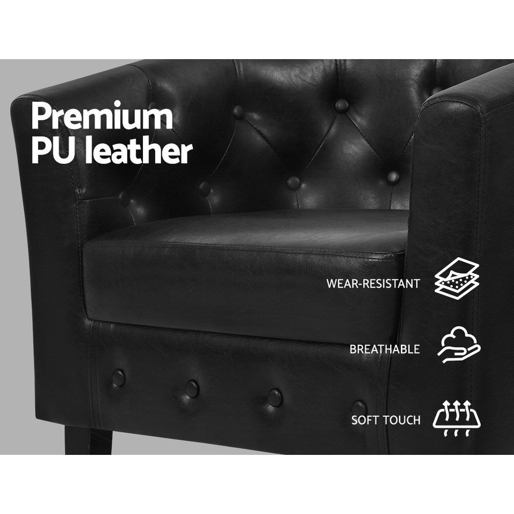 Marlook Armchair Set with Ottoman Black Ava