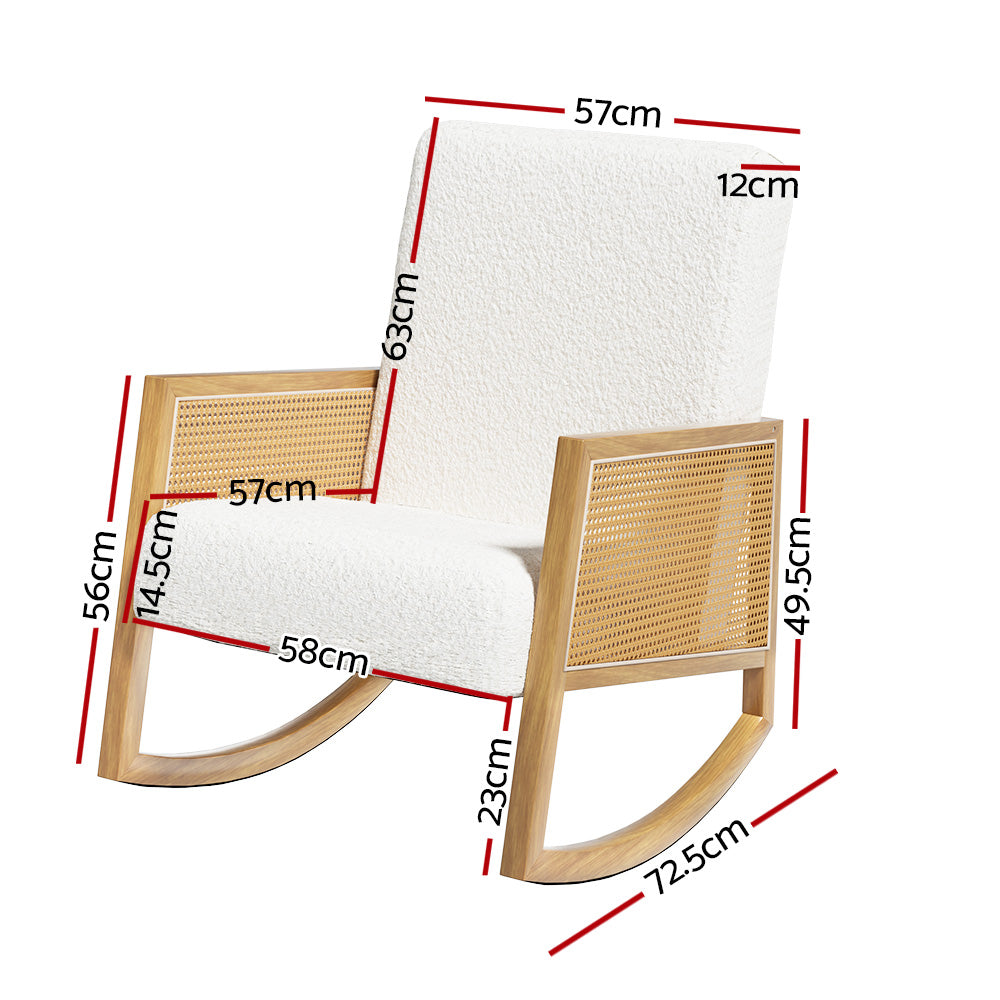 Marlook Armchair Rocking Chair Boucle Rattan White