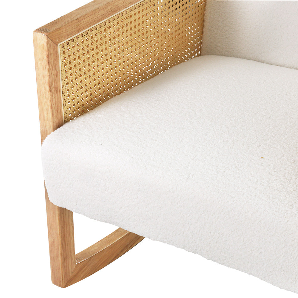 Marlook Armchair Rocking Chair Boucle Rattan White