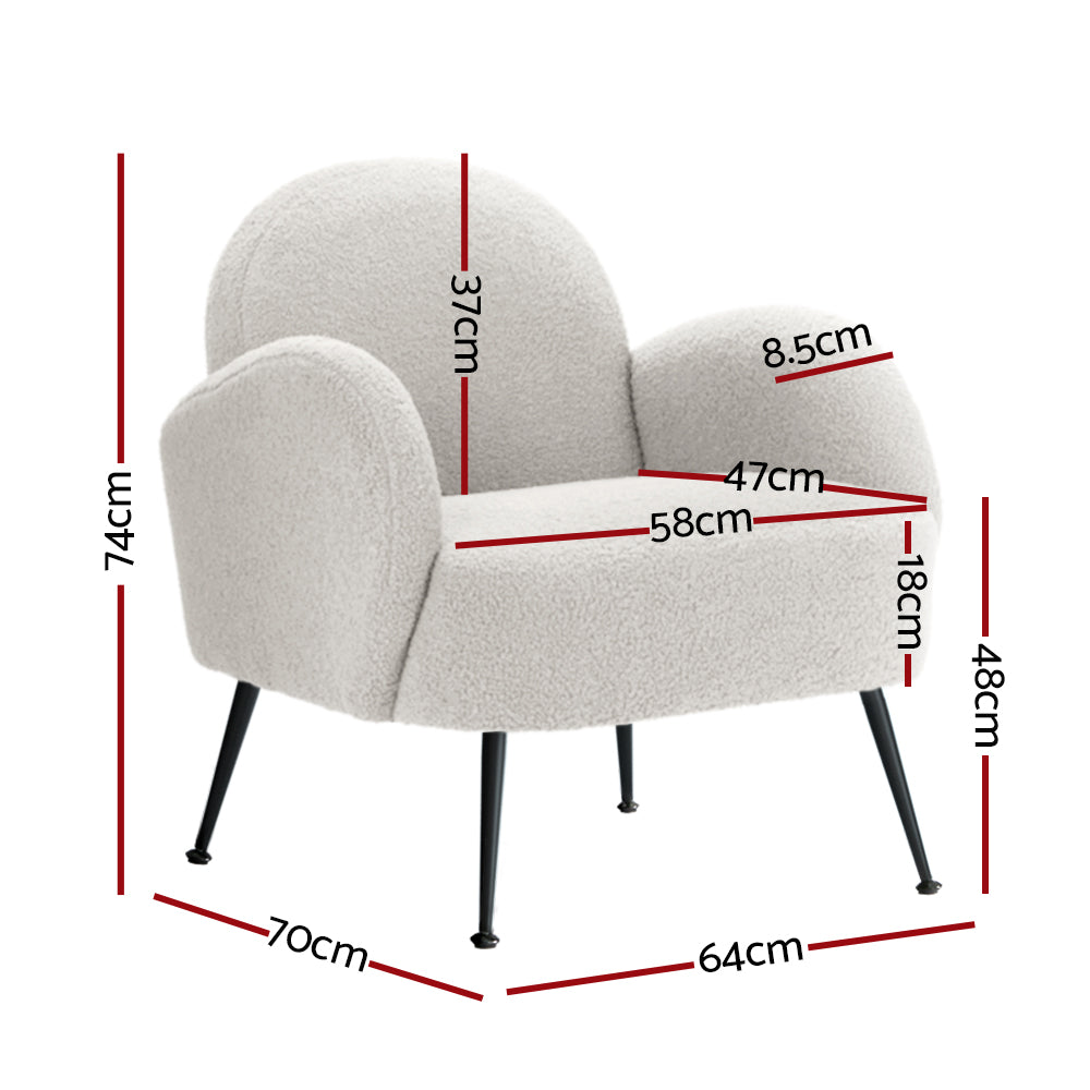 Marlook Armchair Lounge Chair Armchairs Accent Arm Chairs Sherpa Boucle White