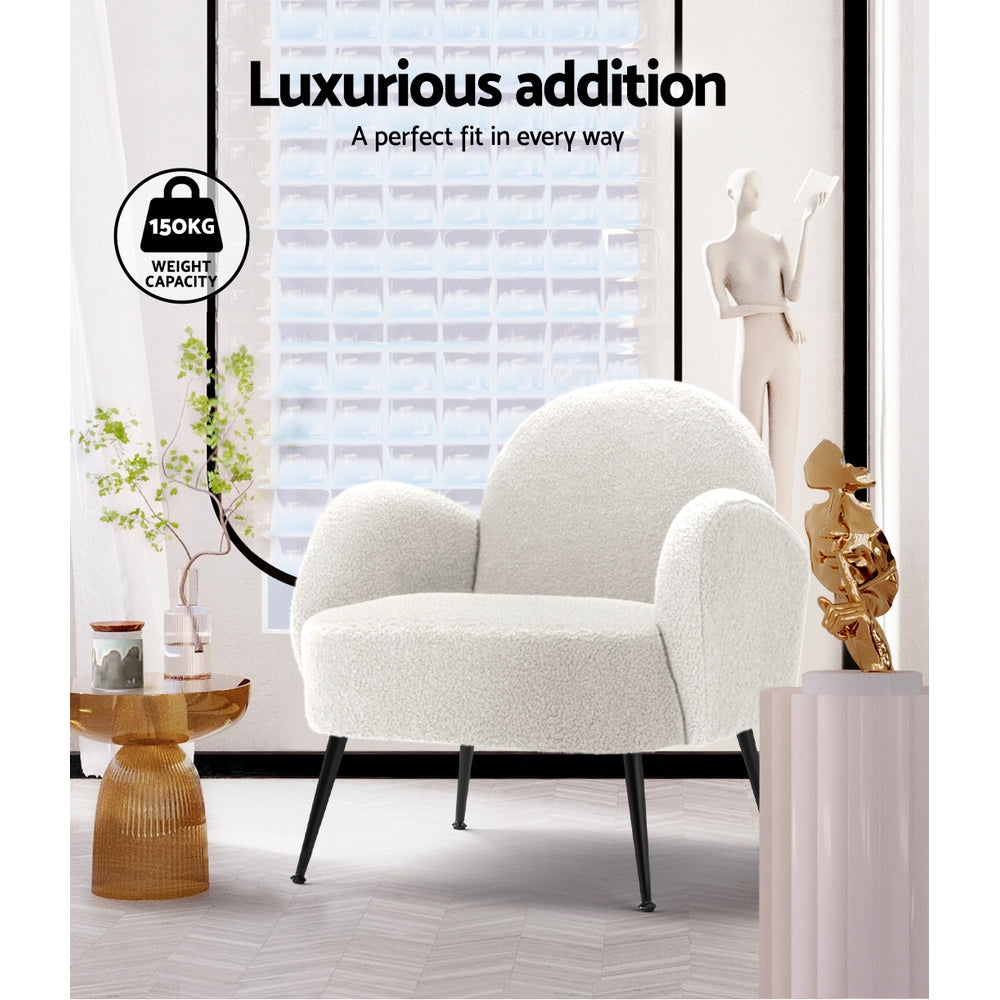 Marlook Armchair Lounge Chair Armchairs Accent Arm Chairs Sherpa Boucle White
