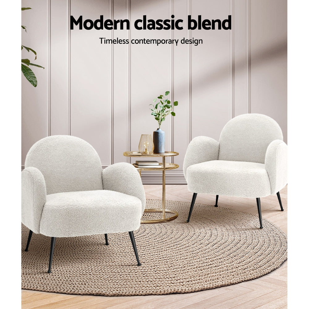Marlook Armchair Lounge Chair Armchairs Accent Arm Chairs Sherpa Boucle White