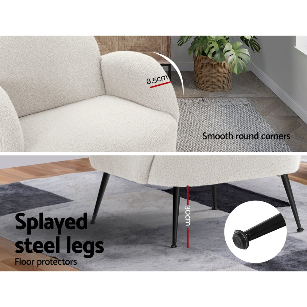 Marlook Armchair Lounge Chair Armchairs Accent Arm Chairs Sherpa Boucle White