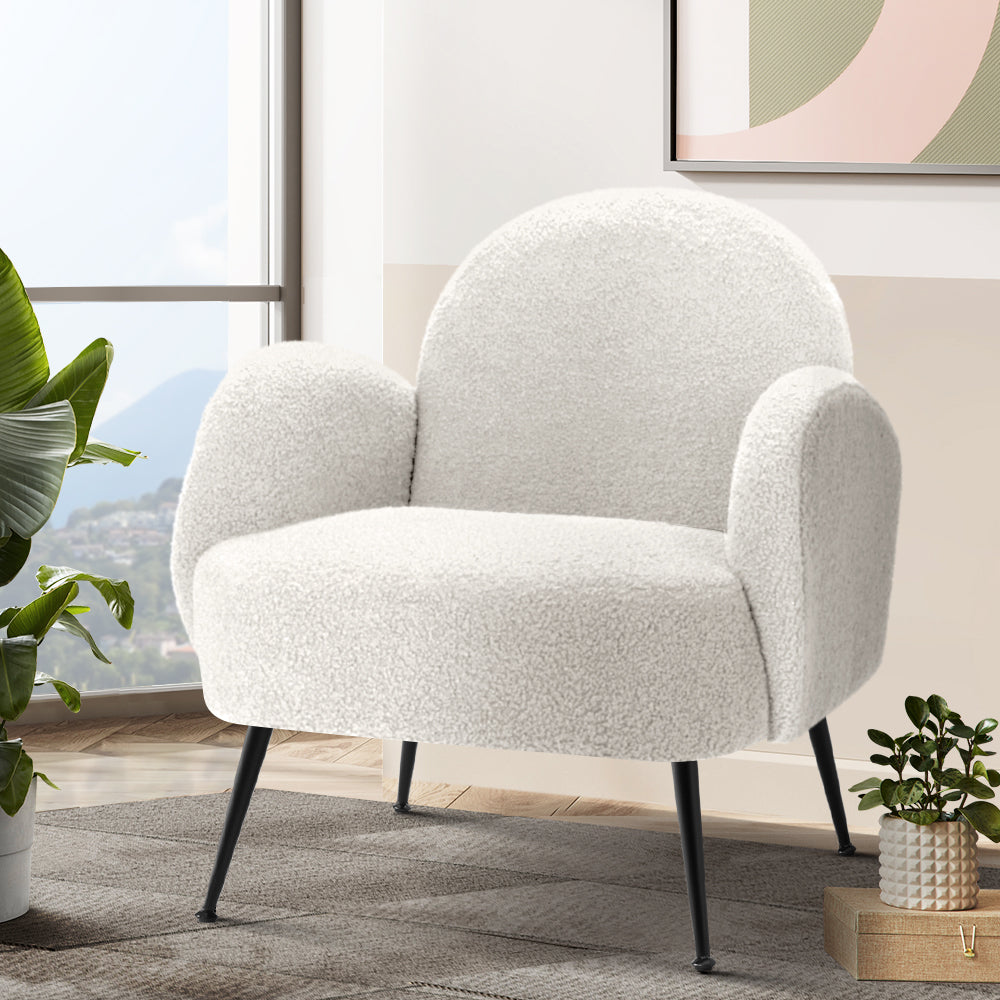 Marlook Armchair Lounge Chair Armchairs Accent Arm Chairs Sherpa Boucle White