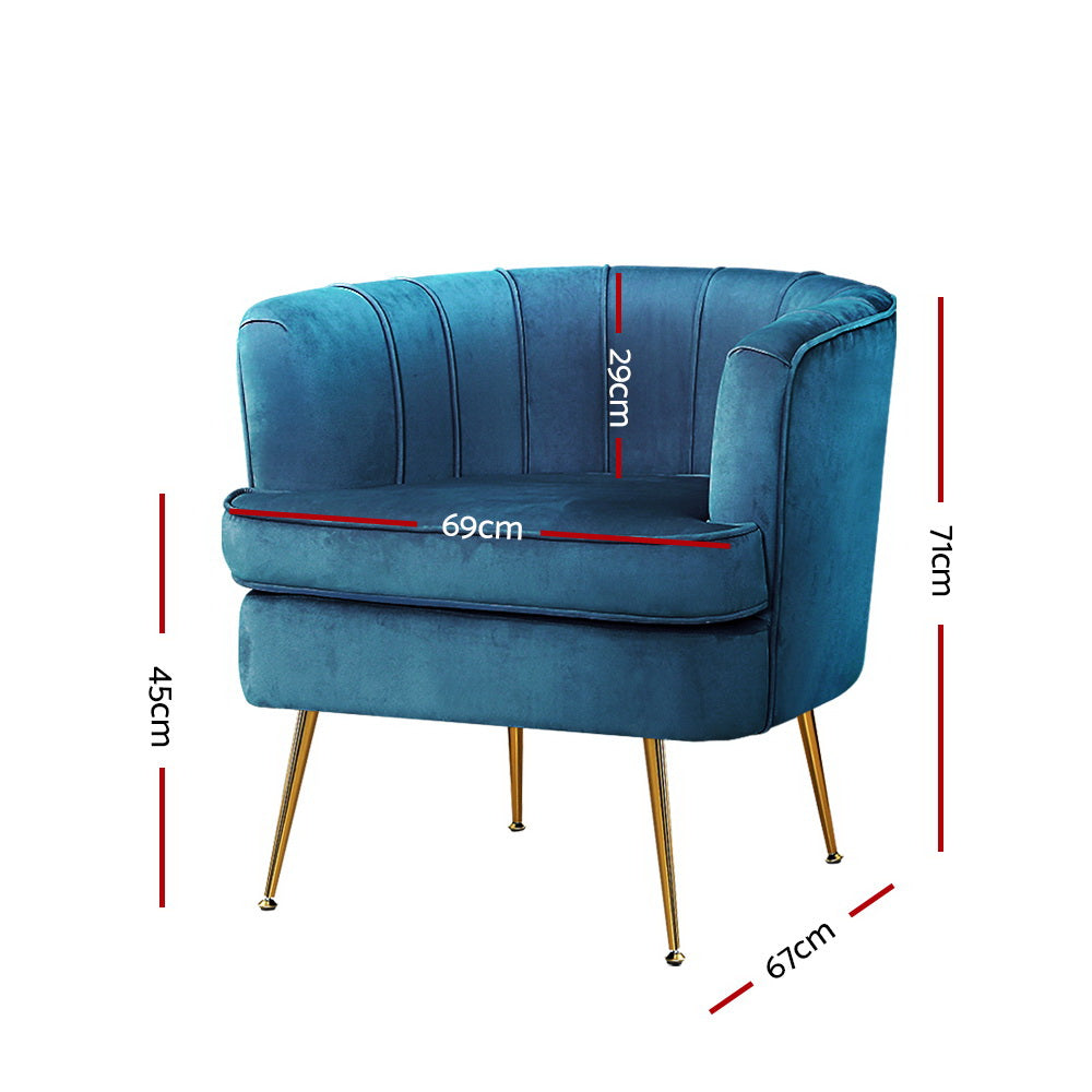 Marlook Armchair Velvet Blue Norvia