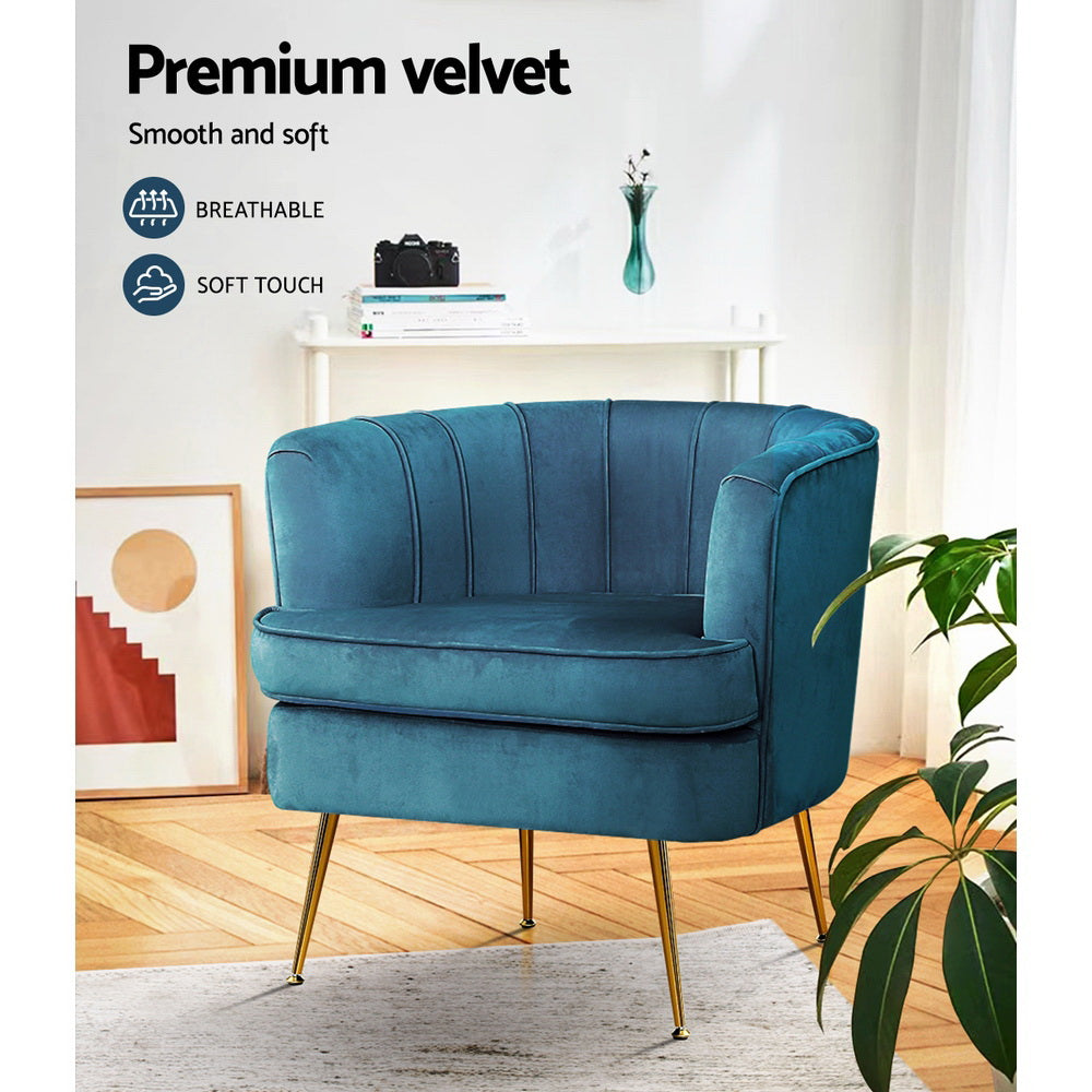 Marlook Armchair Velvet Blue Norvia