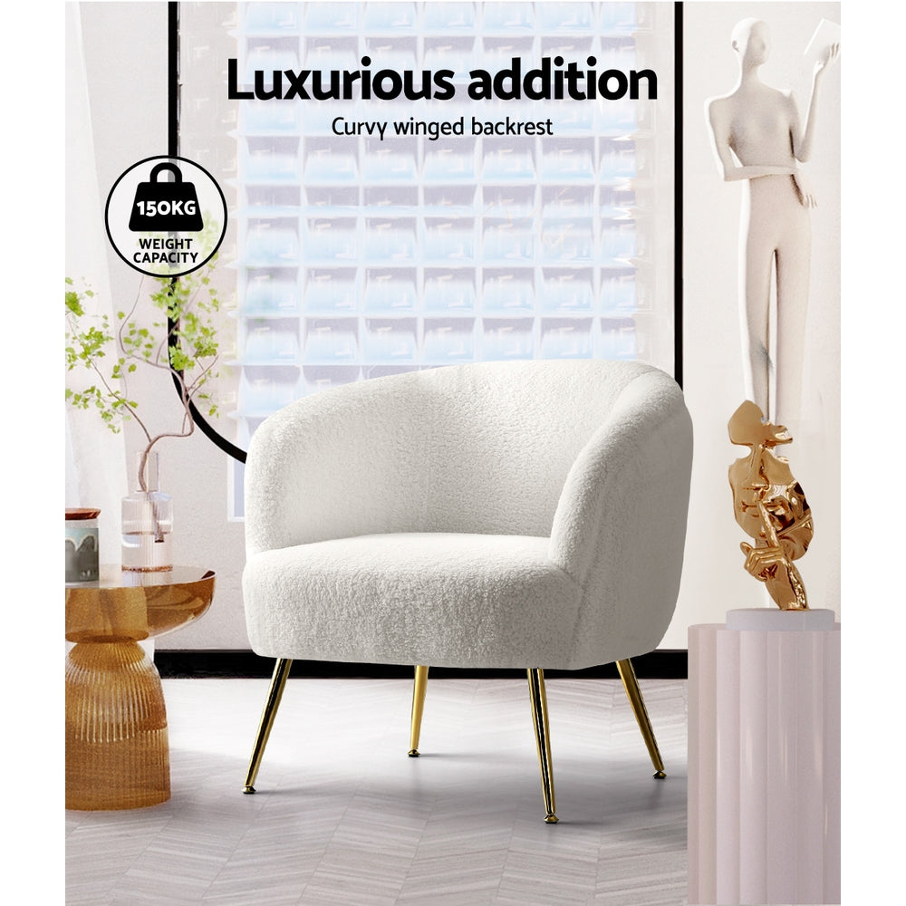 Marlook Armchair Lounge Chair Accent Chairs Armchairs Sherpa Boucle Sofa White