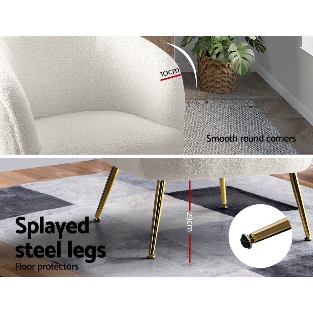 Marlook Armchair Lounge Chair Accent Chairs Armchairs Sherpa Boucle Sofa White