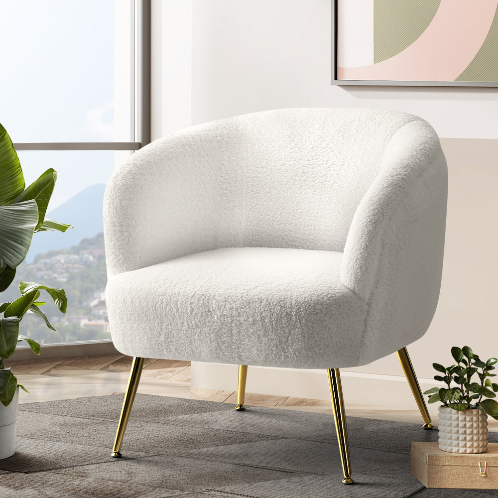 Marlook Armchair Lounge Chair Accent Chairs Armchairs Sherpa Boucle Sofa White