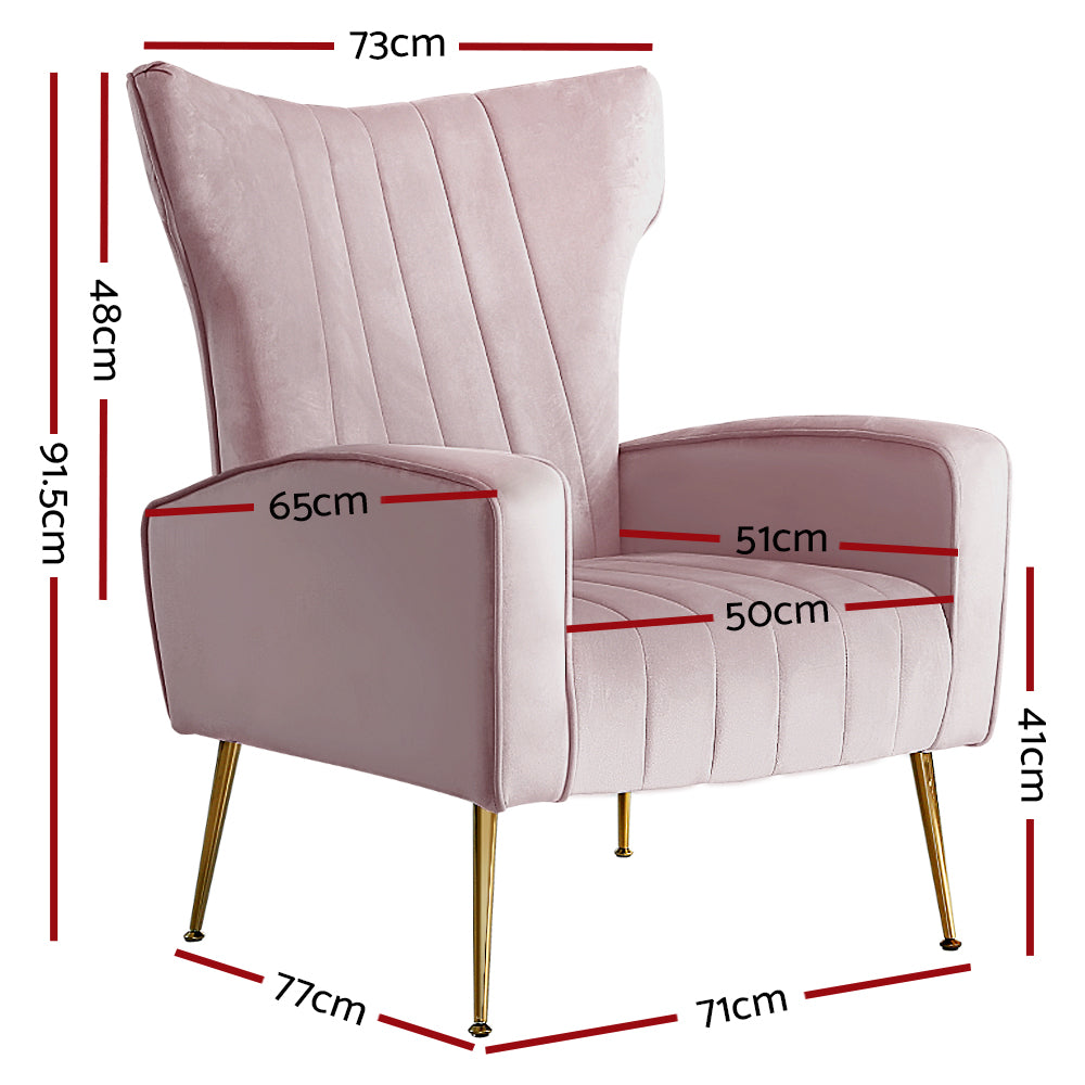 Marlook Armchair Pink Velvet Kate