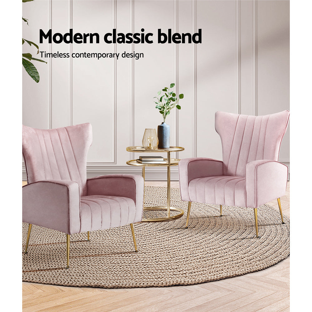 Marlook Armchair Pink Velvet Kate